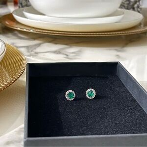 10k White Gold Halo Stud Earrings